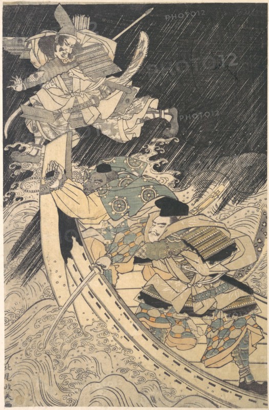 Minamoto Yoshitsune and His Retainer, the Monk Benkei..., late 18th century. Creator: Kitao Masayoshi.