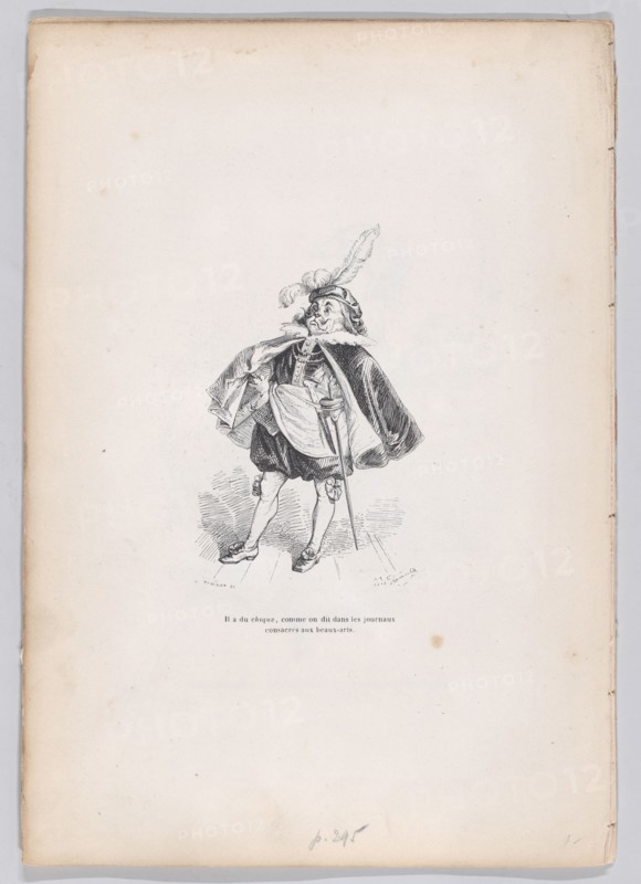 He has each of them, as they say in the journals devoted to the fine arts from Scen..., ca. 1837-47. Creator: Charles Tamisier.