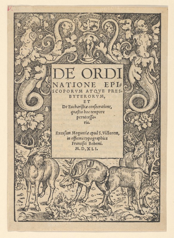 Title-border with Three Stags and a Hind, early 16th century. Creator: Hans Cranach.
