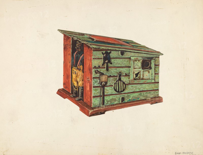 Mechanical Bank, c. 1938. Creator: Einar Heiberg.
