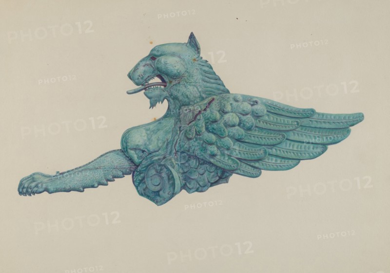 Ornamental Iron Griffon, 1935/1942. Creator: Harriette Gale.
