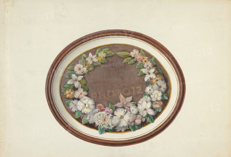 Feather Wreath Oval Frame, 1935/1942. Creator: Esther Hansen.
