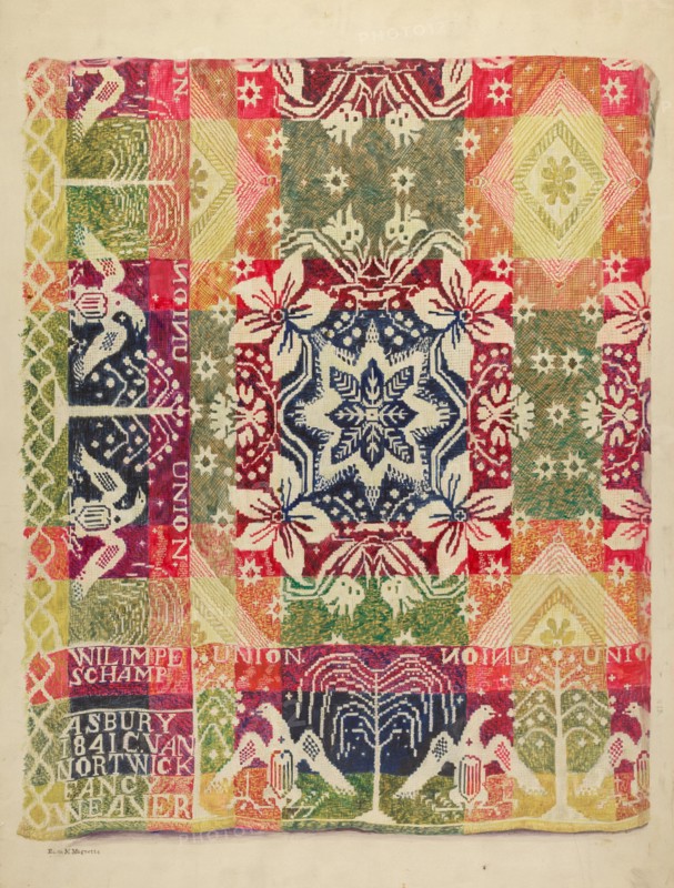 Double Faced Blanket, 1935/1942. Creator: Edith Magnette.