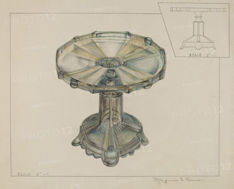 Glass Cake Stand, c. 1936. Creator: Magnus S. Fossum.