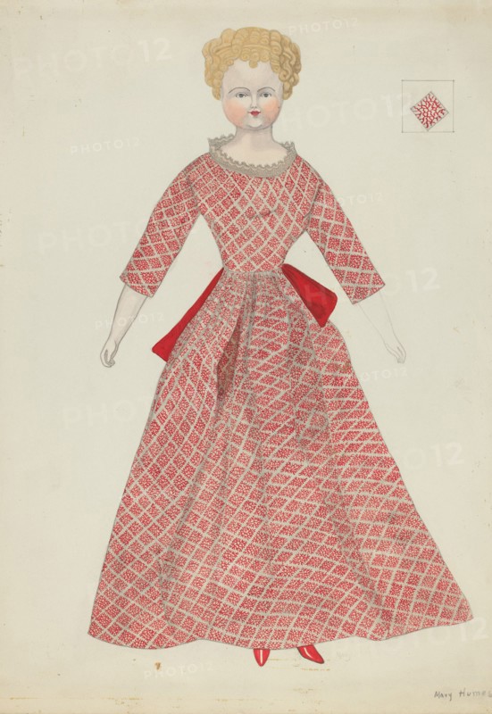 Doll and Costume, c. 1936. Creator: Mary E Humes.