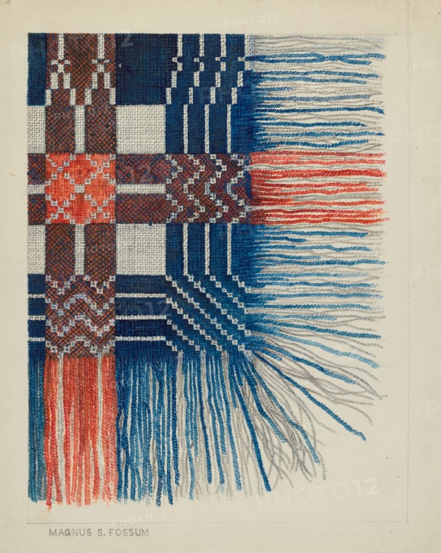 Woven Coverlet (Detail), c. 1937. Creator: Magnus S. Fossum.