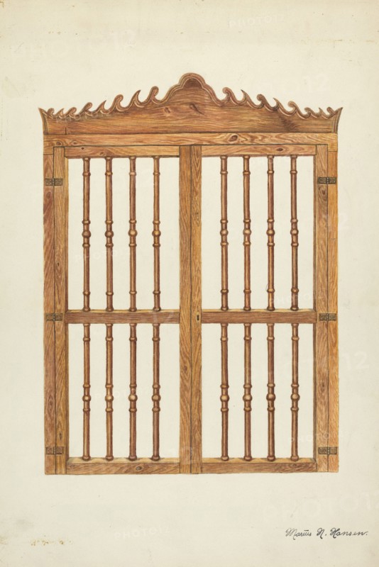 Grille Doors of Wood, c. 1937. Creator: Marius Hansen.