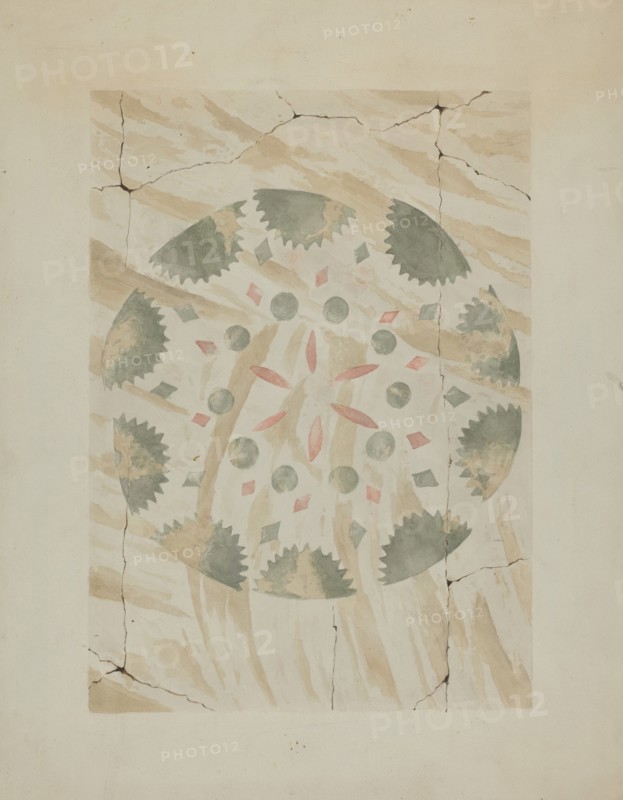 Detail of Stencilled Wall, c. 1937. Creator: Ray Holden.