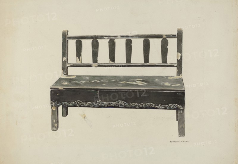 Spanish Colonial Mission Bench, c. 1937. Creator: Edward Jewett.