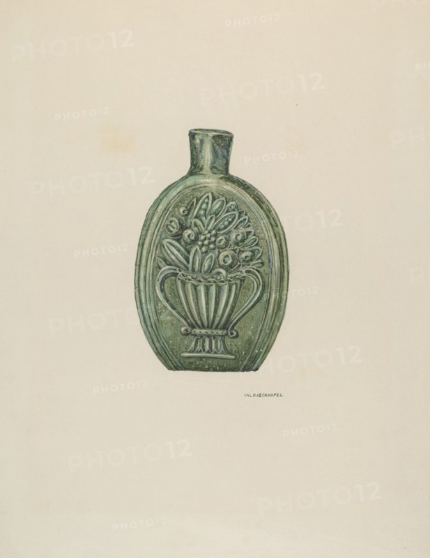 American Glass Flask, c. 1937. Creator: William Kieckhofel.