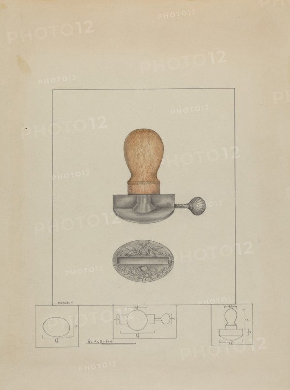 Pewter Stamp, c. 1937. Creator: Henry Meyers.