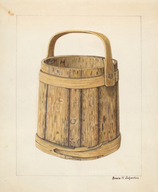 Wooden Sugar Bucket, c. 1938. Creator: Annie B Johnston.