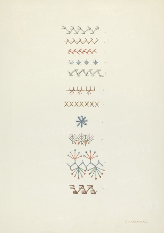 Embroidery: Technique Demonstration, c. 1938. Creator: William Kieckhofel.