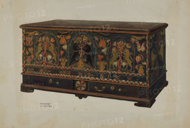 Pa. German Painted Chest, c. 1938. Creator: Frances Lichten.