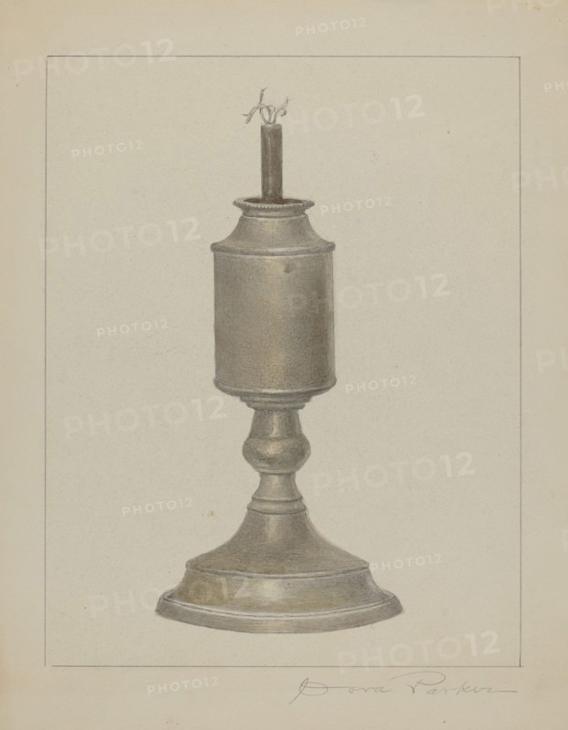 Whale Oil Lamp, c. 1938. Creator: Cora Parker.