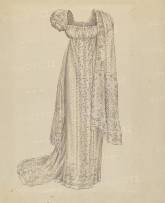 Wedding Dress with Scarf, c. 1939. Creator: Melita Hofmann.