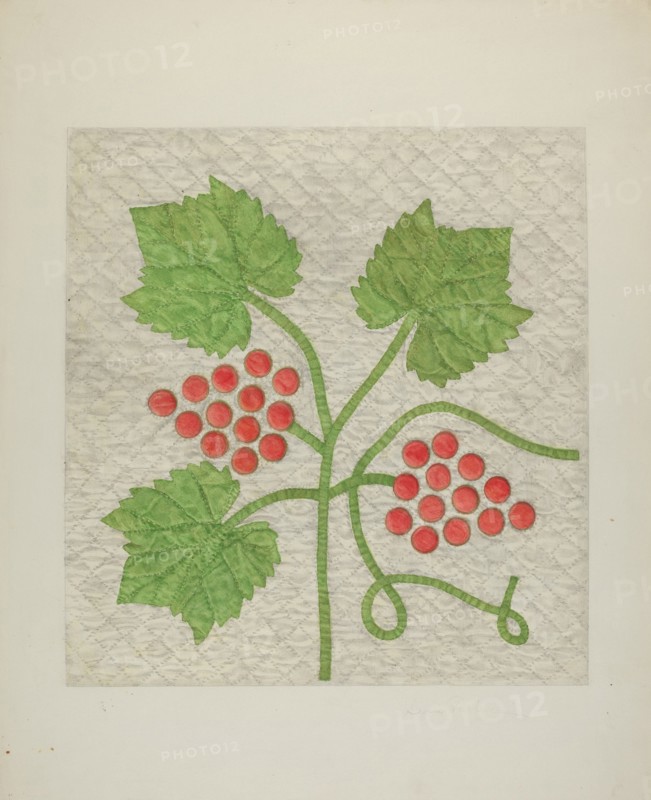 Quilt - Grape Pattern, c. 1939. Creator: Cora Parker.