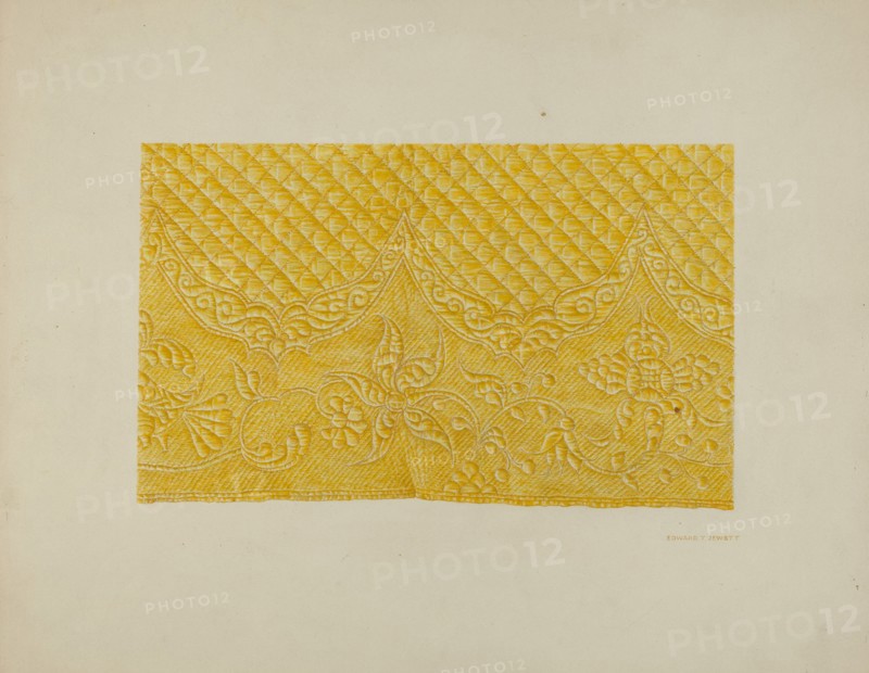 Quilting on Silk (Detail), c. 1940. Creator: Edward Jewett.