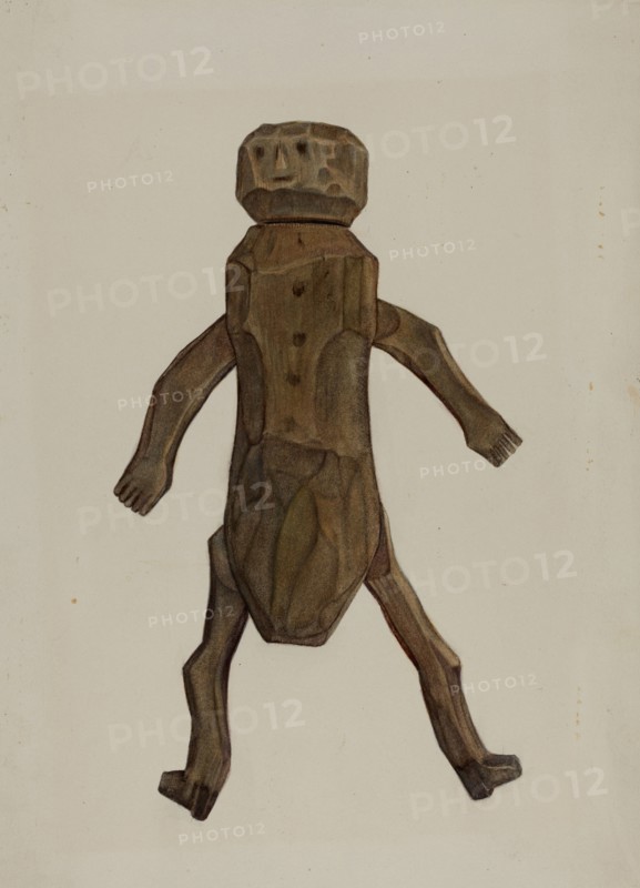 Carved Wooden Doll, c. 1940. Creator: Elmer R. Kottcamp.