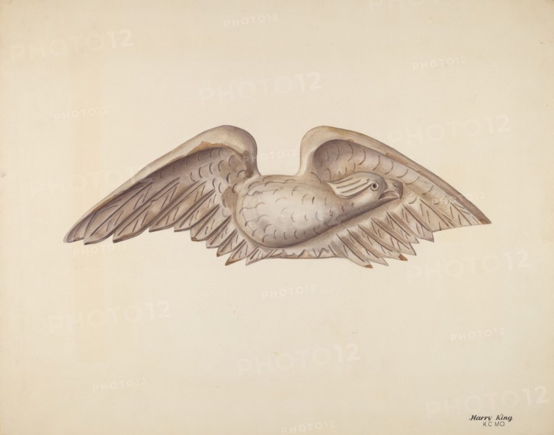 Wood Carving - Eagle, c. 1941. Creator: Harry King.