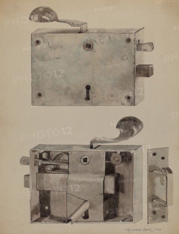 Wrought Iron Lock, 1936. Creator: J. Howard Iams.