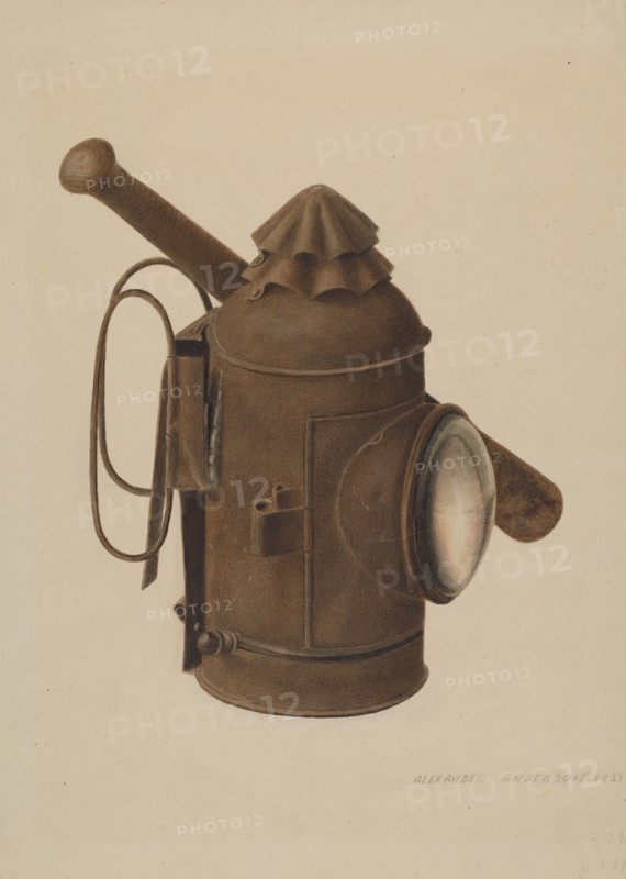 Police Lantern and Club, 1938. Creator: Alexander Anderson.