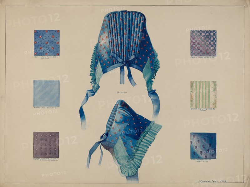 Economy: Detail of Cloth and Bonnet, 1938. Creator: J. Howard Iams.