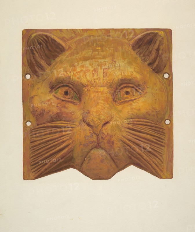 Cast Iron Cat's Head, 1935/1942. Creator: Jane Iverson.