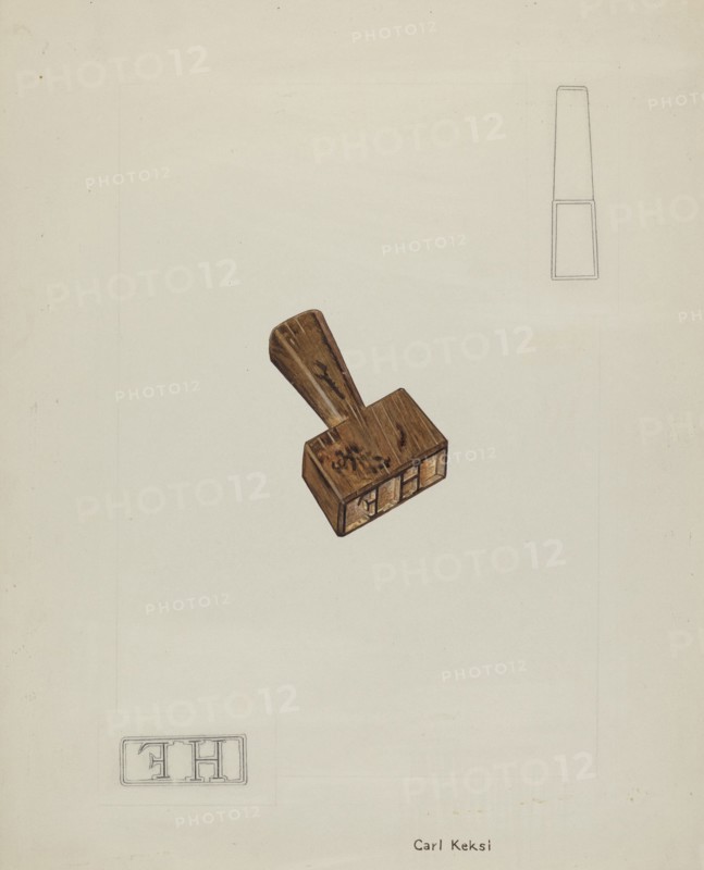 Wooden Stamp, 1935/1942. Creator: Carl Keksi.