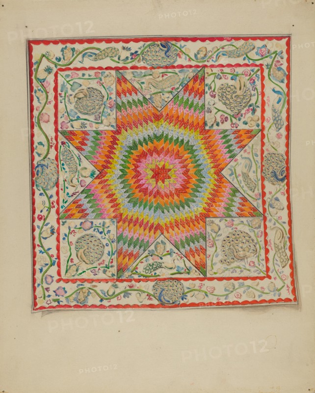 Applique & Patchwork Coverlet, 1935/1942. Creator: George Loughridge.