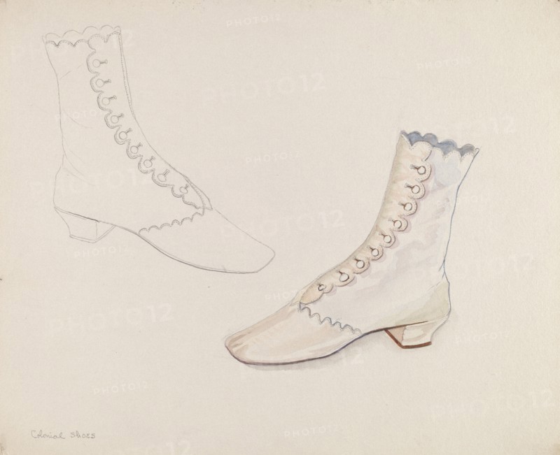 Quaker Wedding Shoes, c. 1936. Creator: Gwyneth King.