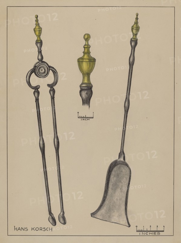 Fire Shovel and Tongs, c. 1936. Creator: Hans Korsch.