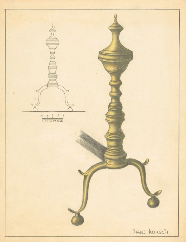 Andiron (one of pair), c. 1936. Creator: Hans Korsch.