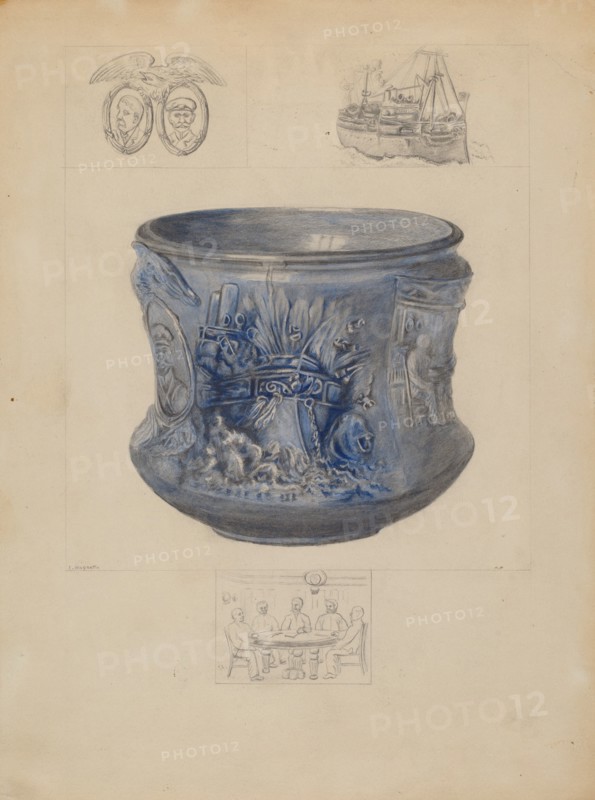 Bowl: "Sinking of the Maine", c. 1936. Creator: Edith Magnette.