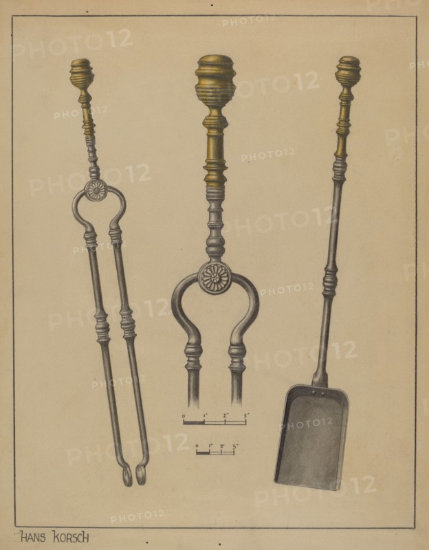 Fire Shovel and Tongs, c. 1937. Creator: Hans Korsch.