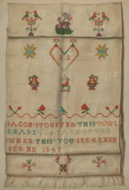 Pa. German Show Towel, c. 1937. Creator: Frances Lichten.