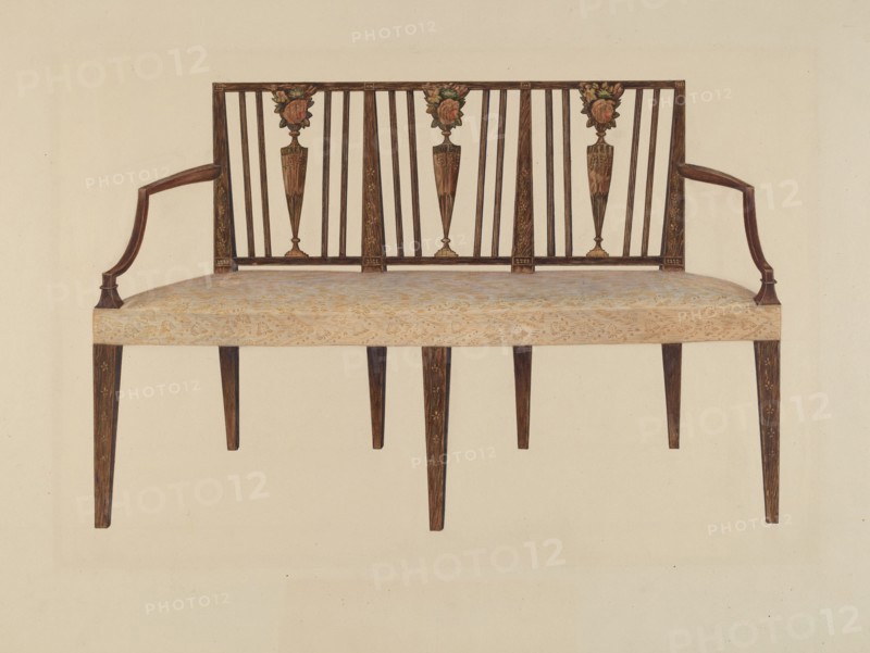 Settee--Sheraton Style, c. 1939. Creator: Charles Henning.