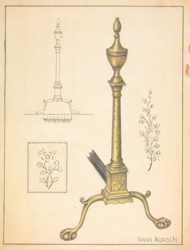 Andiron (one of pair), c. 1939. Creator: Hans Korsch.