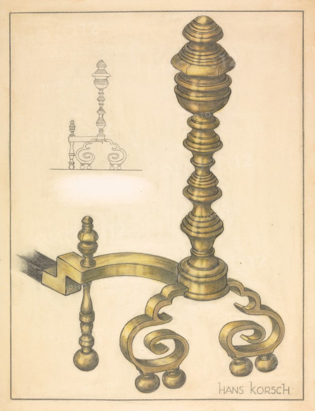 Andirons (right and left), c. 1939. Creator: Hans Korsch.
