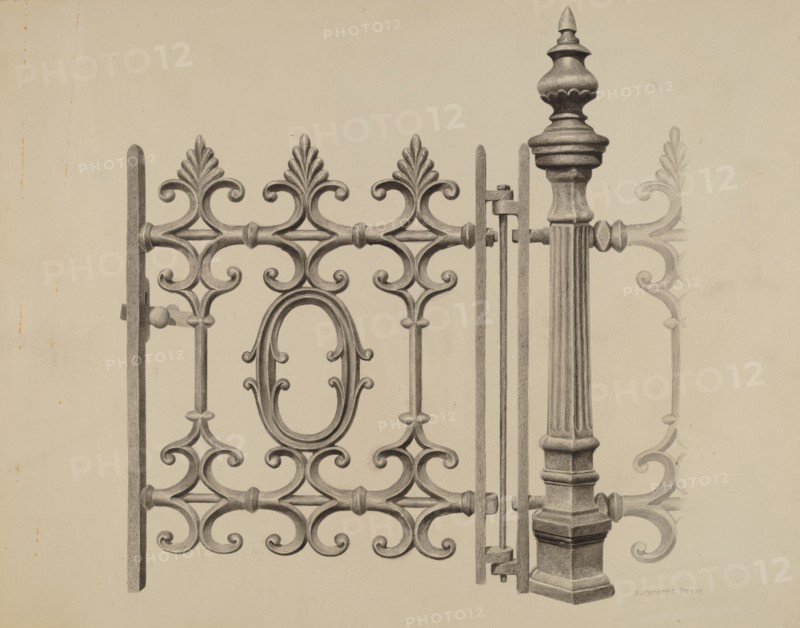 Gate and Gatepost, c. 1939. Creator: Jerome Hoxie.