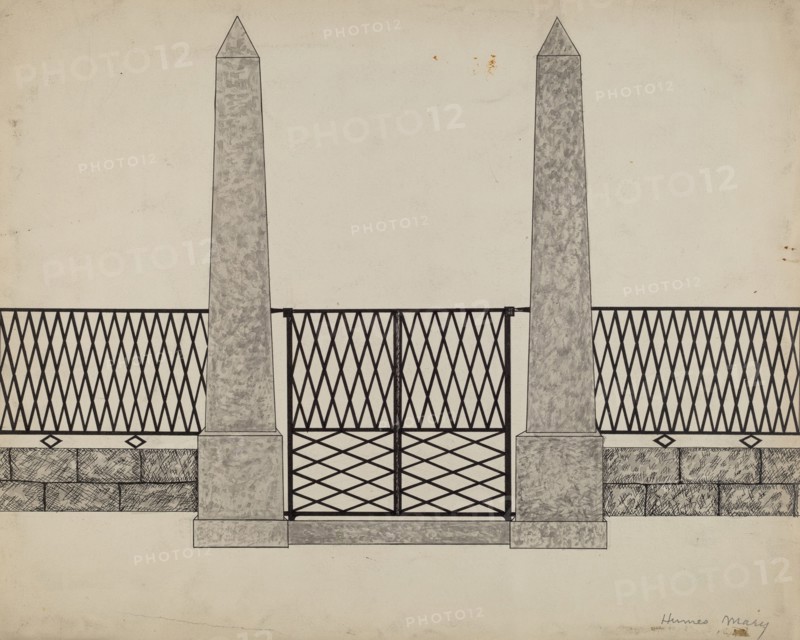 Fence and Posts, c. 1936. Creator: Mary E Humes.