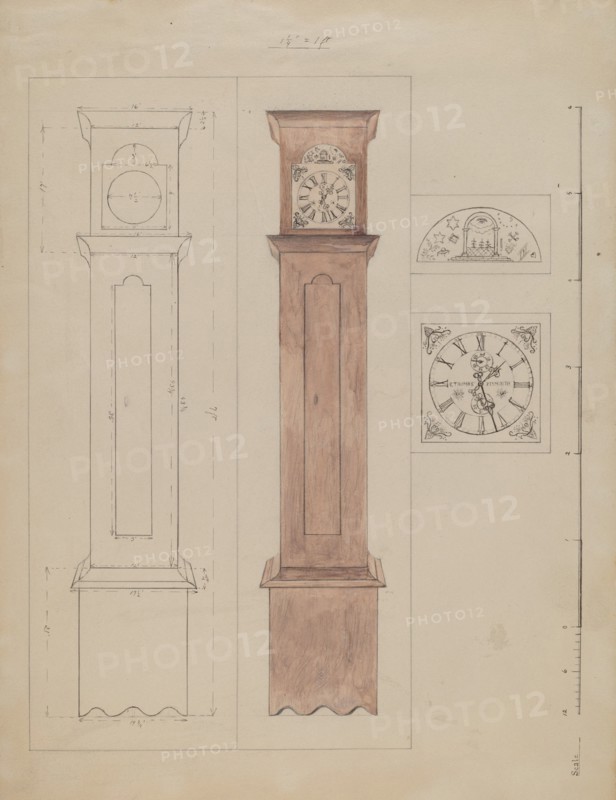 Grandfather's Clock (Old Pine), c. 1936. Creator: Edith Magnette.