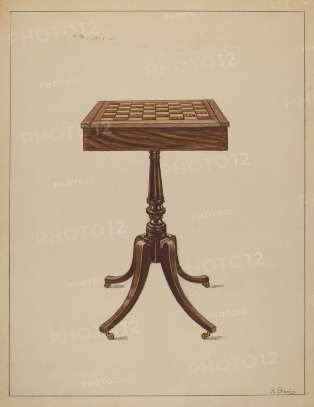Checker Table, 1936. Creator: Nicholas Gorid.