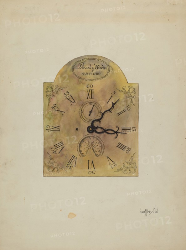 Grandfather Clock Dial, 1936. Creator: Geoffrey Holt.