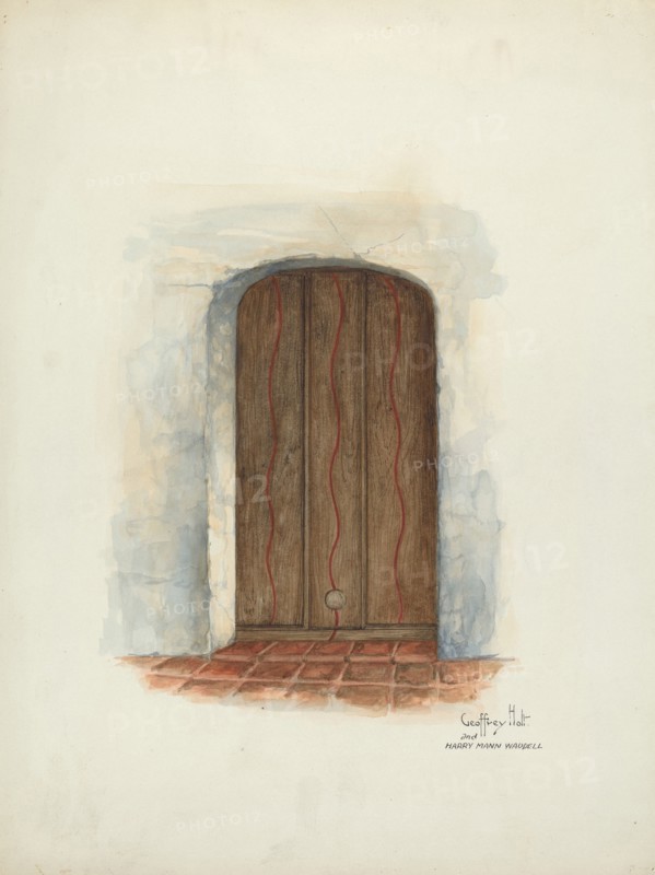 Door, Facade of Mission House, 1937. Creators: Geoffrey Holt, Harry Mann Waddell.