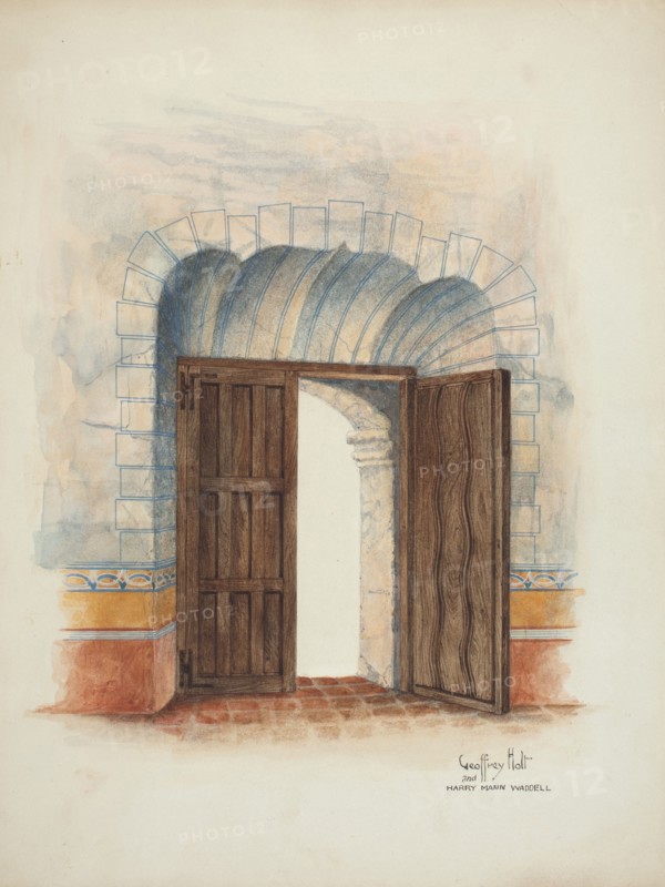Reconstruction of Interior, 1937. Creators: Geoffrey Holt, Harry Mann Waddell.