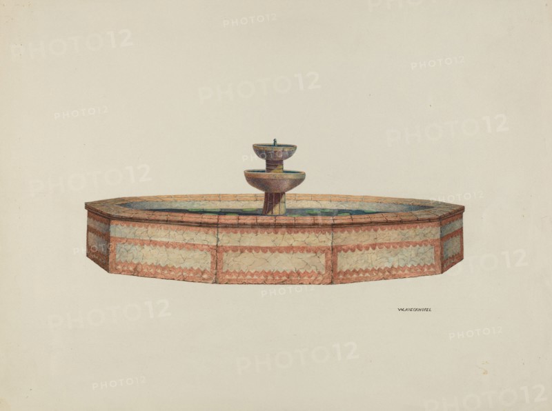 Mission Fountain, 1941. Creator: William Kieckhofel.