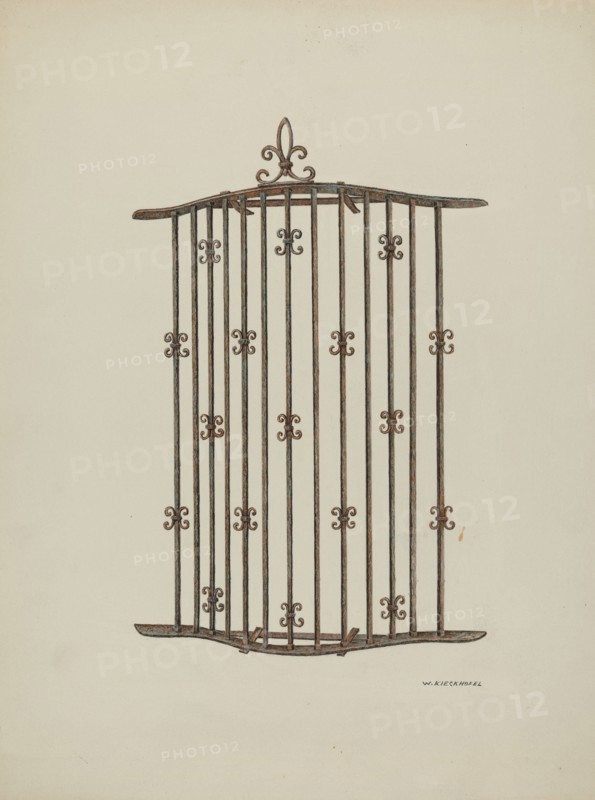 Iron Grille at Window: Restoration Drawing, 1941. Creator: William Kieckhofel.