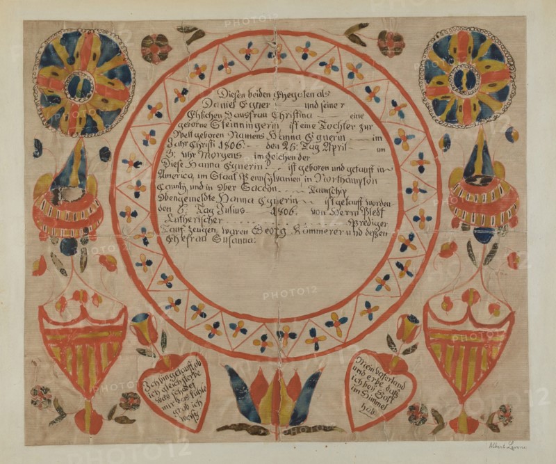 Pa. German Fraktur, 1935/1942. Creator: Albert J. Levone.