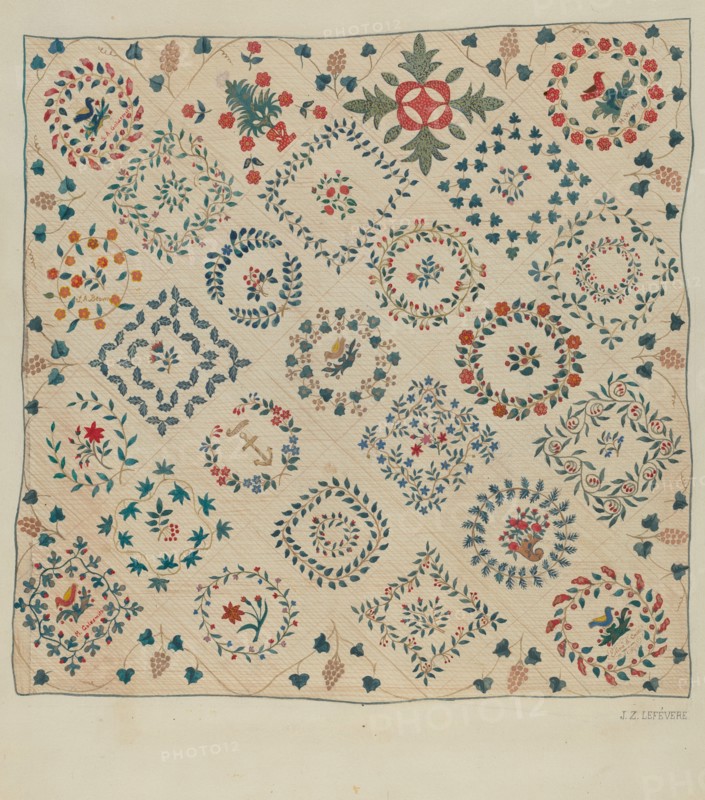 Applique Coverlet, c. 1936. Creator: Jules Lefevere.
